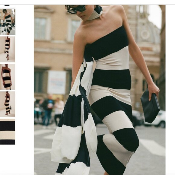 Posse Exclusive Theo Striped Jersey Strapless Maxi Dress - Picture 2 of 4